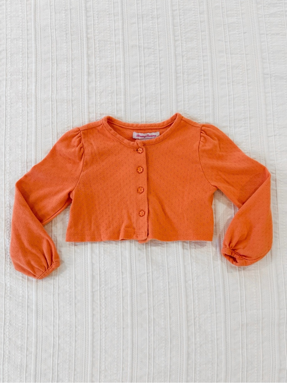 Tommy Bahama Pointelle Knit Orange Cardigan Sweater Toddler Girl 2T